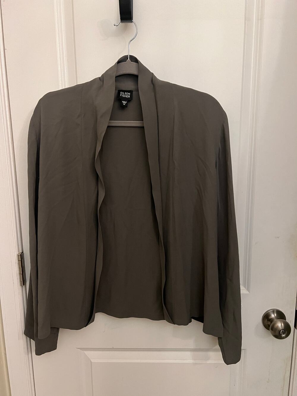 Eileen Fisher Silk open-front lightweight draped jacket M quiet luxury Capsule
